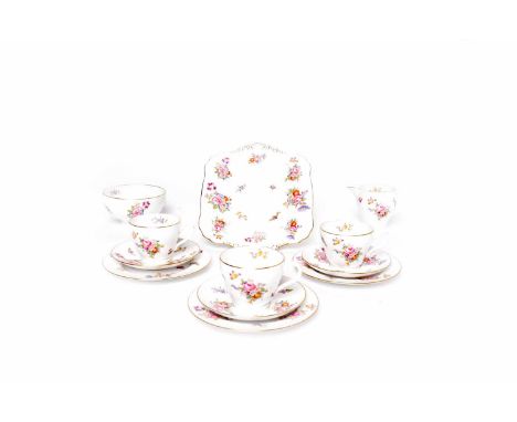 SPODE COPELAND TEA SERVICEtransfer decorated with the 'Dresden Rose' pattern, comprising six cups, six saucers, six side plat