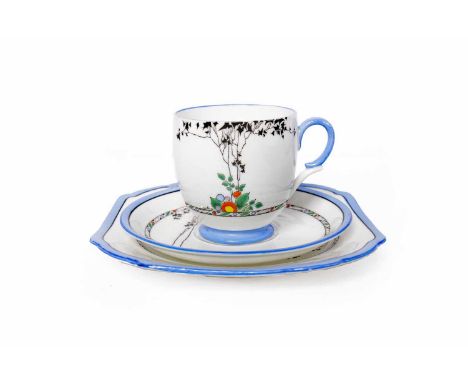 SHELLEY PART TEA SERVICEtransfer decorated with trailing ivy and applied foliage in enamel colours, comprising eleven cups, e