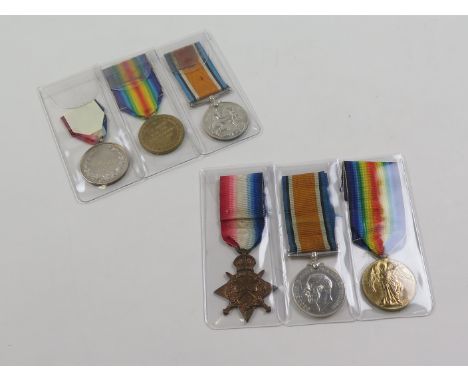 WW1 Campaign medals to two brothers. 1915 Trio to 15343 L/Cpl Albert Moger (8th) Somerset Light Infantry. KIA 1st July 1916 (