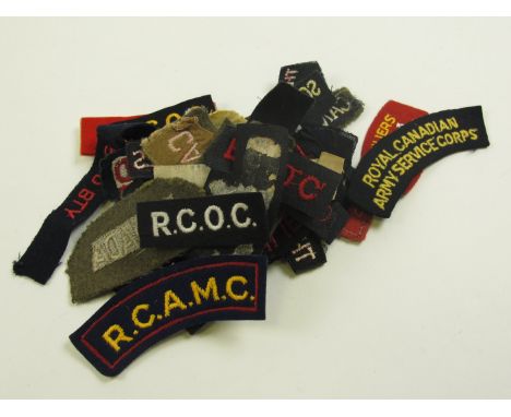 Canadian Army collection of WW2 and later cloth formation sign badges and shoulder titles (Approx 36 items)