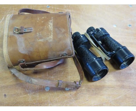 WW2 pair of MKV British army binoculars in their brown leather case in excellent condition  