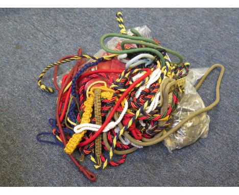 Officers aygulet dress sash and selection of dress lanyards, buckles, buttons etc  