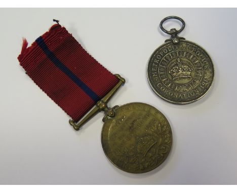 Metropolitan police coronation 1902 to PC C Lawrence K Div with coronation 1911 to PC C Lawrence  