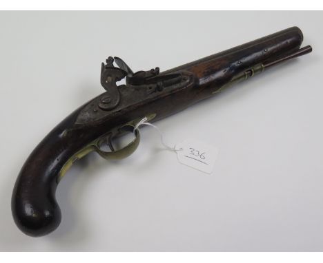 Pistol: A modified pattern 1796 heavy cavalry flintlock pistol with the round pattern 1777 Government lock with a ring neck c
