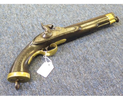 A 19th century Cavalry 'Lancer' type percussion pistol. Approx 17 bore. Although unmarked, a nice original example made for I