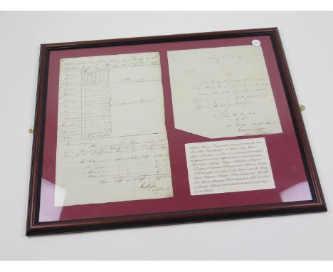 Waterloo - framed manuscript summary of the state of the Outposts Duties furnished by the 1st Hussars Kings German Legion Tou