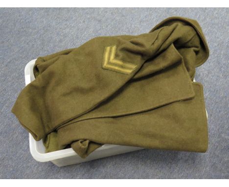 1940 Pattern KRRC battle dress blouse with four army shirts, WW2 RAC officers uniform and WW2 soldiers great coat  