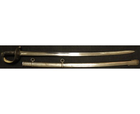 A scarce 1821 Pattern Heavy Cavalry Troopers sword. Single edged, fullered blade 36", unmarked in good clean condition. Plain