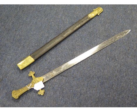 An 1856 Pattern Rifle Regiment Drummer & Buglers sword. Gothic brass hilt with strung bugle in the Ecusson. Blade 22". In goo