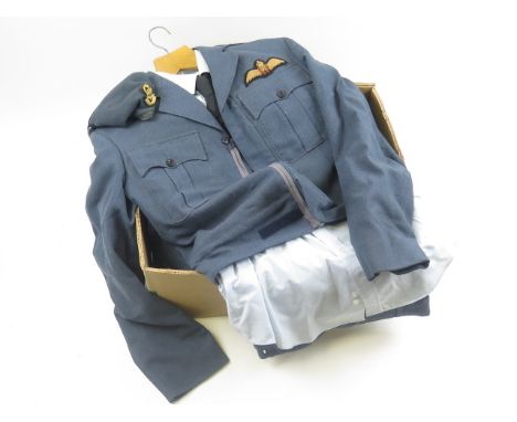 RAF Officers Battle Dress (Briggs, Jones & Gibson), Shirt & Tie, plus Great Coat and Cap (Buyer collects)