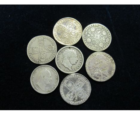 GB Shillings (7) 1741 roses, to 1836 various, Fair to VF, noted 1745 Lima VF.