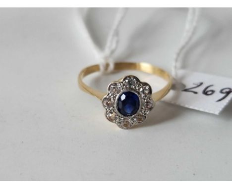 Ceylon sapphire cluster ring in 18ct gold