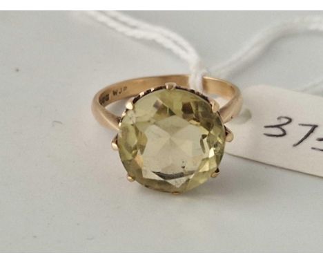 A large solitaire citrine ring 9ct size M 3 gms