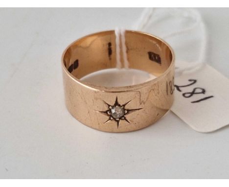A band ring set with diamond, 9ct, size S, 4.8 g
