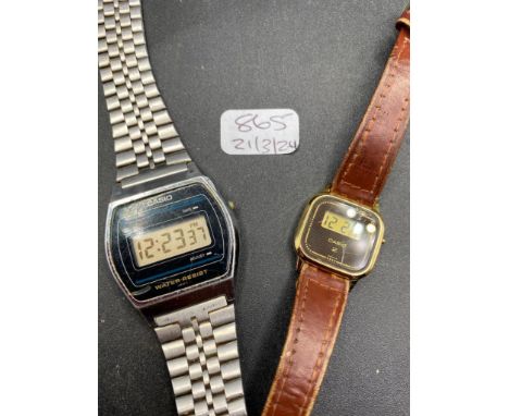 Two CASIO digital watches one is 1980s gents B612W the other a ladies LF140G both W/O