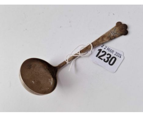 A crested cream ladle with circular bowl, Birmingham 1910