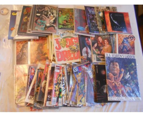 COMICS   c.100 various comics, incl. JLA: Heaven's Ladder  with 3 signatures, plus a few other singned & ltd.