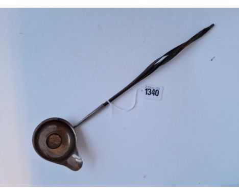 A toddy ladle with a Georgian shilling two bowl