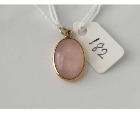 A gold mounted rose quartz pendant