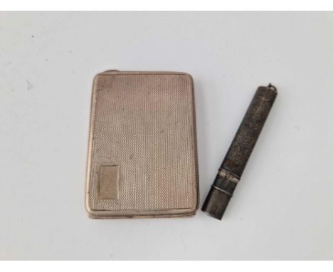 A match case holder 1929 and a flower engraved pencil holder, Birmingham 1907