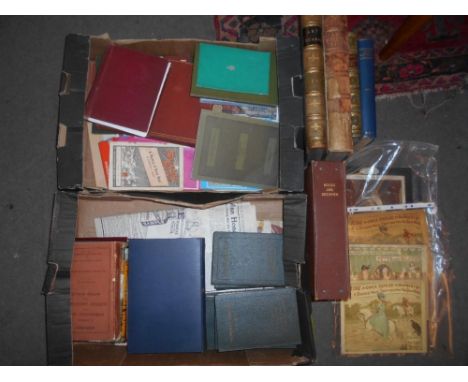 VARIOUS BOOKS & EPHEMERA  2 boxes incl. The Art Journal  1885 & 1887, 3 early R. Caldecott titles, Books and Bookmen  complet