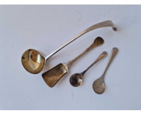 A small Georgian ladle by PB AB and three salt spoons