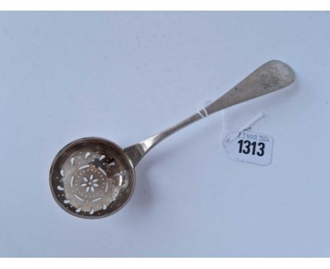 A foreign silver sifter ladle with circular bowl