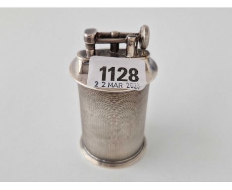 An unusual table cigarette lighter of cylindrical form, called 'The Classic Lighter' , 3.5" high, Birmingham 1928