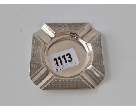 An octagonal ashtray with engine turned decoration, 3 1/4" wide, Birmingham 1931  by M&amp;W, 32g