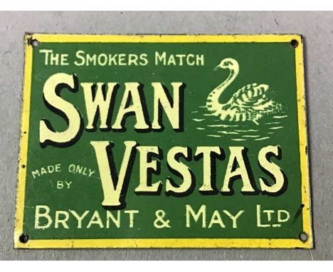 COLLECTION OF BASSETT-LOWKE MINIATURE ENAMEL SIGNS including Zebra The Black Lead, Bass, Monkey Brand, Swan Vestas and Camp C