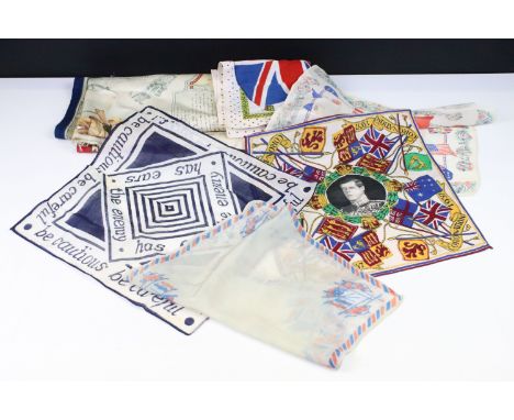 Collection of commemorative and Coronation scarves including a Daily Mail vintage fabric section 