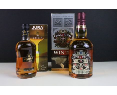 Chivas Regal Blended Scotch Whisky (12 yrs) 70cl boxed, along with Jura Single Malt Scotch Whisky (10 yrs) 35cl 