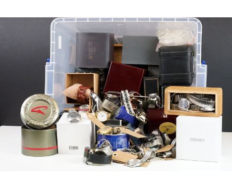 A large collection of vintage and contemporary wristwatches to include Casio, Seiko, Omega and Timex examples. 