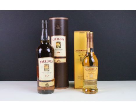 Glenmorangie Highland Single Malt Scotch Whisky 35cl, boxed, together with Aberlour Highland Single Malt Scotch Whisky 70cl, 