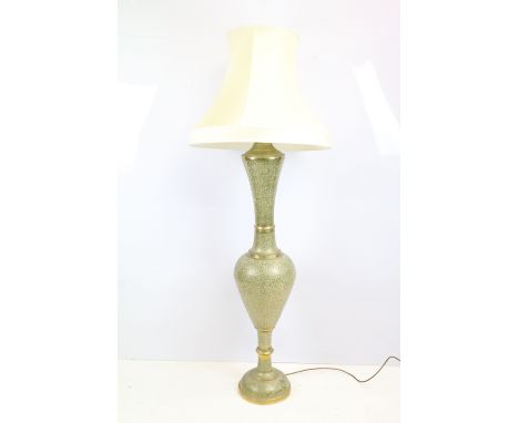 Tall Indian enamel brass baluster floor lamp H 126cm 