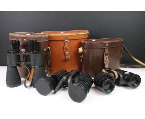 Three pairs of binoculars to include, Zenith coated optics 10 x 50, Ross London 9x35 Solaross, Lieberman &amp; Gortz 12 x 50 
