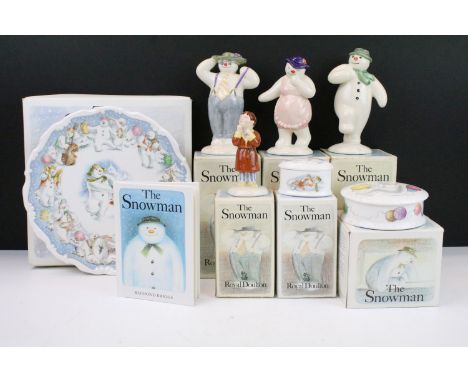 Vintage selection of Royal Doulton Snowman pieces to include figurines of James, Stylish Snowman, The Snowman and Lady snowma