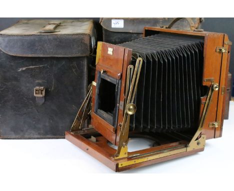 Antique 'The Sanderson' large format camera, together with Ensign Klito small bellows camera, boxed stereoscope viewer with p