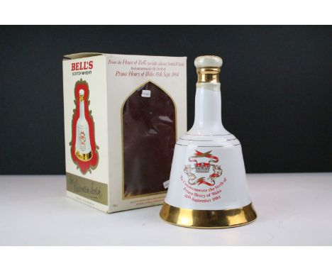 Bell's Scotch Whisky bell decanter to commemorate the birth of Prince Henry of Wales 15th Sept. 1984. Boxed, 50cl 