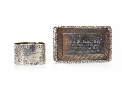 VICTORIAN SILVER SNUFF BOXmaker Edward Smith, Birmingham 1846, of rectangular form, with engine turned and bright-cut decorat