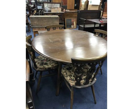 ERCOL DINING TABLE AND FOUR CHAIRS