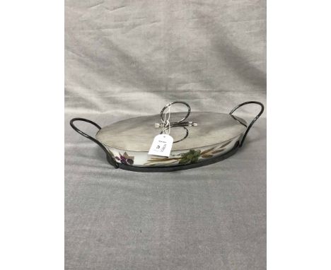 LARGE BELL'S POTTERY LIDDED TUREEN along with a Victorian basket with stand, five early 20th century Royal Worcester plates a