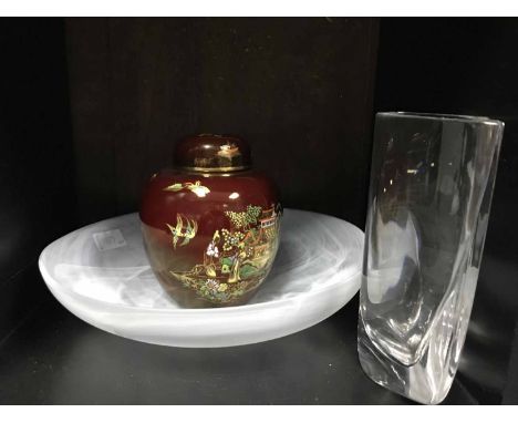 CARLTON WARE CHINOISERIE GINGER JAR AND COVERalong with a similar dish, also a Meito coffee service, Sabino style glass bowl 