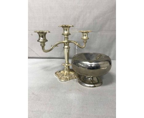 LOT OF SILVER PLATEincluding a tea service, tray, candelabrum etc