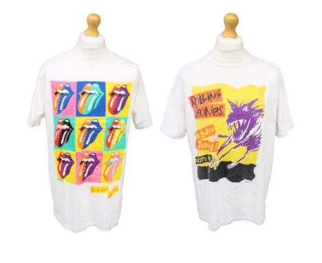 ROLLING STONES - Urban Jungle 2 x original Tour T-shirts front and back prints. Both size XL one shows signs of wear and a li