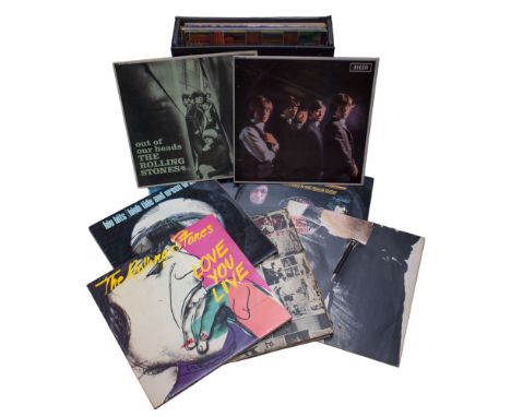 A collection of LP records, Rolling Stones, including Satanic Majestys Request, repress, Exile on Main Street, Get yer Ya-Yas