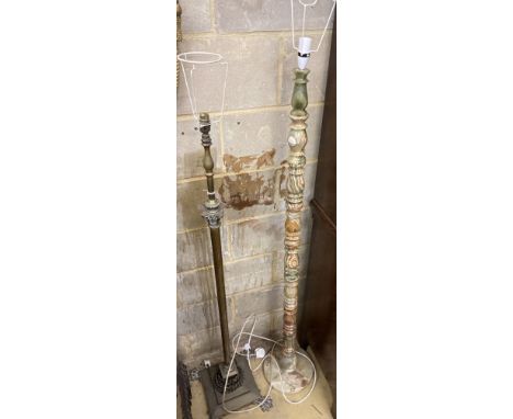 An Edwardian telescopic standard lamp and an onyx standard lamp