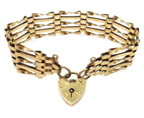 9ct gold five bar gate bracelet, hallmarked, approx 11.8gm Condition Report Click here for further images, condition, auction