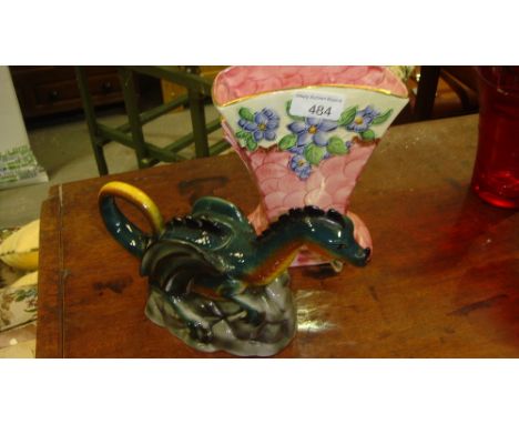 Maling pottery spill vase & Tony Wood dragon tea pot