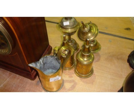Antique 2 x French brass Pigeon Lamps, trench art etc. 